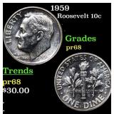 1959 Proof Roosevelt Dime 10c Grades GEM++ Proof