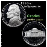 1993-s Proof Jefferson Nickel 5c Grades GEM++ Proo