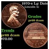 1970-s Lg Date Proof Lincoln Cent 1c Grades GEM++