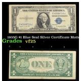 1935G $1 Blue Seal Silver Certificate Grades vf+ M