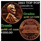 1963 Proof Lincoln Cent TOP POP! 1c Graded pr69 rd