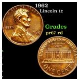 1962 Proof Lincoln Cent 1c Grades Gem++ Proof Red
