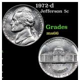 1972-d Jefferson Nickel 5c Grades GEM+ Unc