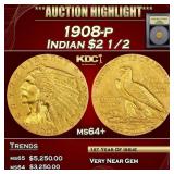 ***Major Highlight*** 1908-p Gold Indian Quarter E