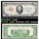 1928 $20 Gold Certificate FR-2402 Woods/Mellon Gra