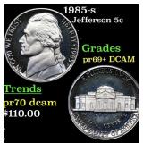 1985-s Proof Jefferson Nickel 5c Grades GEM++ Proo