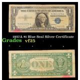 1957A $1 Blue Seal Silver Certificate Grades vf+