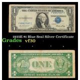 1935E $1 Blue Seal Silver Certificate Grades vf++