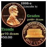 1998-s Proof Lincoln Cent 1c Grades GEM++ Proof De