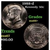 1988-d Kennedy Half Dollar 50c Grades GEM++ Unc