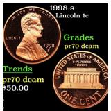 1998-s Proof Lincoln Cent 1c Grades GEM++ Proof De