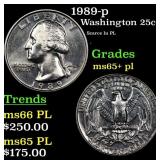 1989-p Washington Quarter 25c Grades GEM+ PL