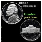 1990-s Proof Jefferson Nickel 5c Grades GEM++ Proo