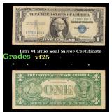 1957 $1 Blue Seal Silver Certificate Grades vf+