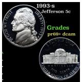 1993-s Proof Jefferson Nickel 5c Grades GEM++ Proo