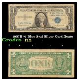 1957B $1 Blue Seal Silver Certificate Grades f+