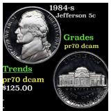 1984-s Proof Jefferson Nickel 5c Graded pr70 dcam