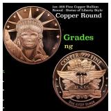 1oz .999 Fine Copper Bullion Round - Statue of Lib