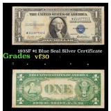 1935F $1 Blue Seal Silver Certificate Grades vf++