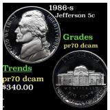 1988-s Proof Jefferson Nickel 5c pr70 dcam SEGS