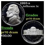 1993-s Proof Jefferson Nickel 5c Grades GEM++ Proo