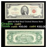 1963 $2 Red Seal United States Note Grades Gem CU