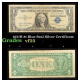 1957B $1 Blue Seal Silver Certificate Grades vf+