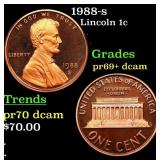 1988-s Proof Lincoln Cent 1c Grades GEM++ Proof De