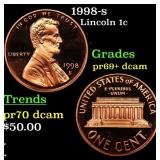 1998-s Proof Lincoln Cent 1c Grades GEM++ Proof De