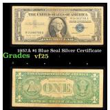 1957A $1 Blue Seal Silver Certificate Grades vf+