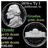 1979-s Ty I Proof Jefferson Nickel 5c Grades GEM++