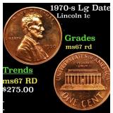 1970-s Lg Date Lincoln Cent 1c Grades GEM++ Unc RD