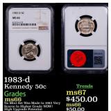 NGC 1983-d Kennedy Half Dollar 50c Graded ms66 By