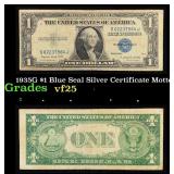 1935G $1 Blue Seal Silver Certificate Grades vf+ M