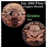 1oz .999 Fine Copper Bullion Round - "We