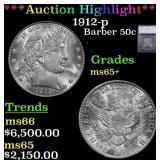 ***Major Highlight*** 1912-p Barber Half Dollars 5