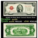 1928G $2 Red Seal United States Note Grades AU, Al