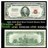 1966 $100 Red Seal United States Note Grades xf