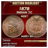 ***Major Highlight*** 1878 Indian Cent 1c ms65+ bn