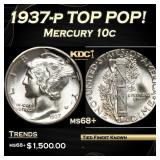 1937-p Mercury Dime TOP POP! 10c Gem++ Unc USCG