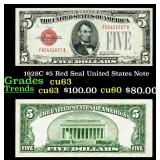 1928C $5 Red Seal United States Note Grades Select