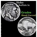 Hobo Buffalo Nickel 5c Grades Hand Carved