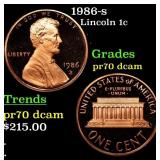 1986-s Proof Lincoln Cent 1c GEM++ Proof Deep Came