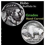 Hobo Buffalo Nickel 5c Grades Hand Carved