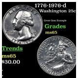 1776-1976-d Washington Quarter 25c Grades GEM Unc