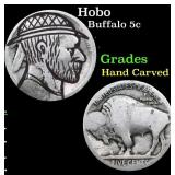 Hobo Buffalo Nickel 5c Grades Hand Carved