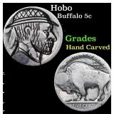 Hobo Buffalo Nickel 5c Grades Hand Carved