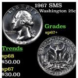 1967 SMS Washington Quarter 25c Grades sp67+