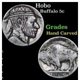 Hobo Buffalo Nickel 5c Grades Hand Carved