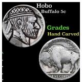 Hobo Buffalo Nickel 5c Grades Hand Carved